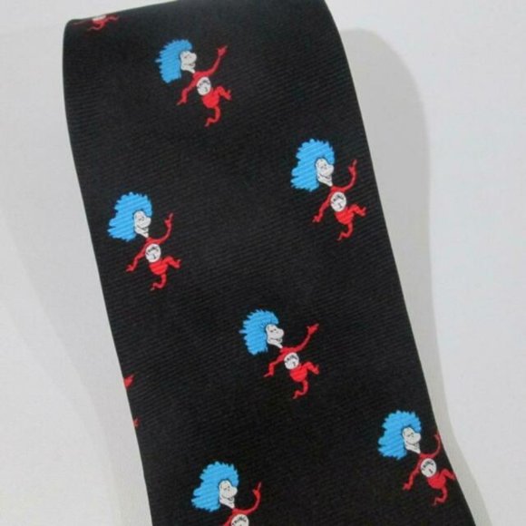 Dr Seuss Silk Tie Thing 1 Thing 2 Cat In The Hat - Picture 3 of 6